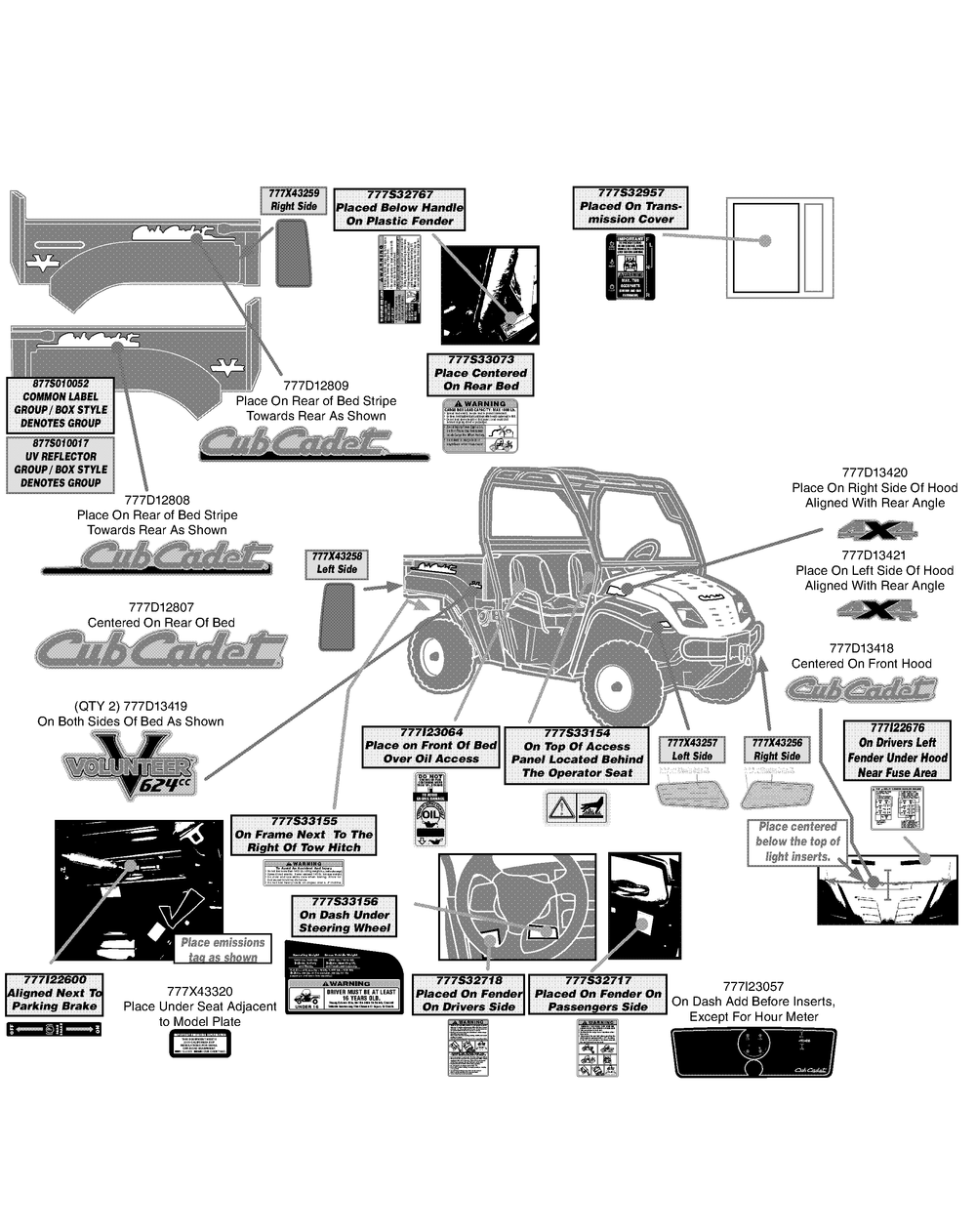 Label Map 46f Diagram and Parts List for 46F 4X4-1I018G-1I019G-37ACH010 Cub Cadet Lawn Tractor Accessories